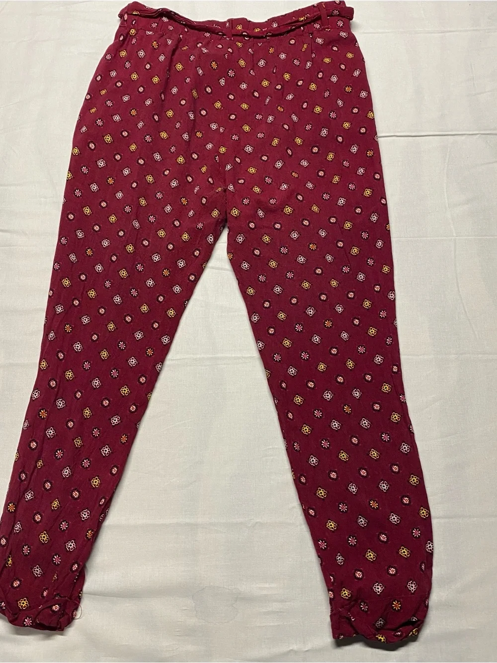 Womens Hollister Burgundy Floral-Print Tie-Waist pajamas